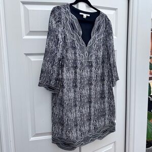Diane Von Furstenberg Black and Grey Embroidered Dress